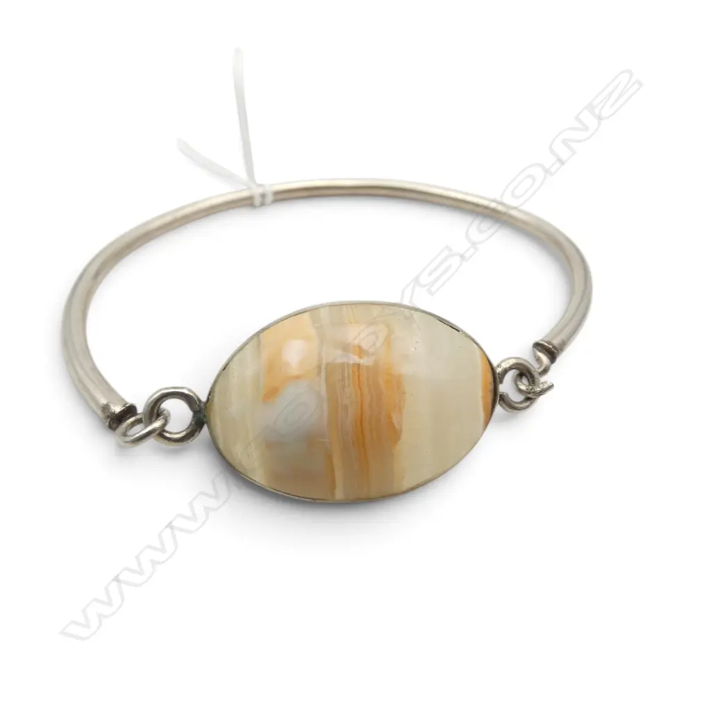 STG SILVER & AGATE PANELLED BANGLE Image 1++