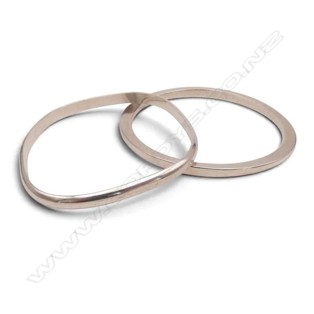TWO SILVER BANGLES 66gms Image 1++