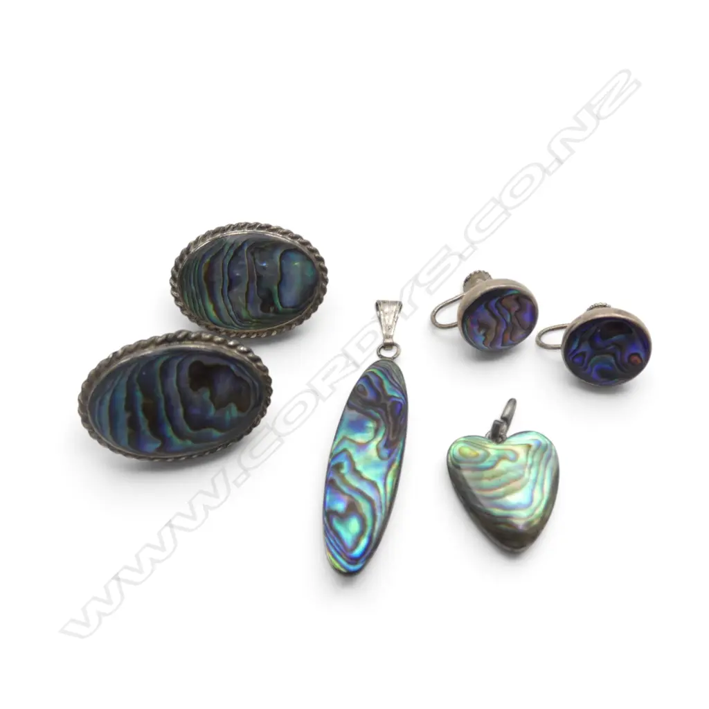 6 PCS SILVER MOUNTED PAUA SHELL JEWELLERY  Image 1++
