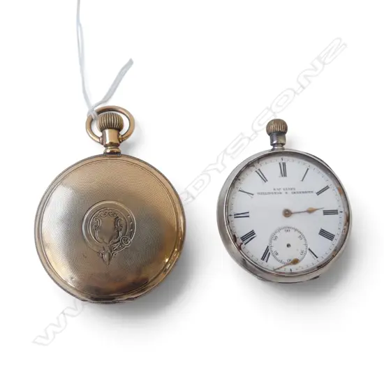 .935 SILVER H.W. LLOYD ELLINGTON & GREYMOUTH POCKET WATCH  & GOLD PLATED AMERICAN ELGIN POCKET WATCH fault