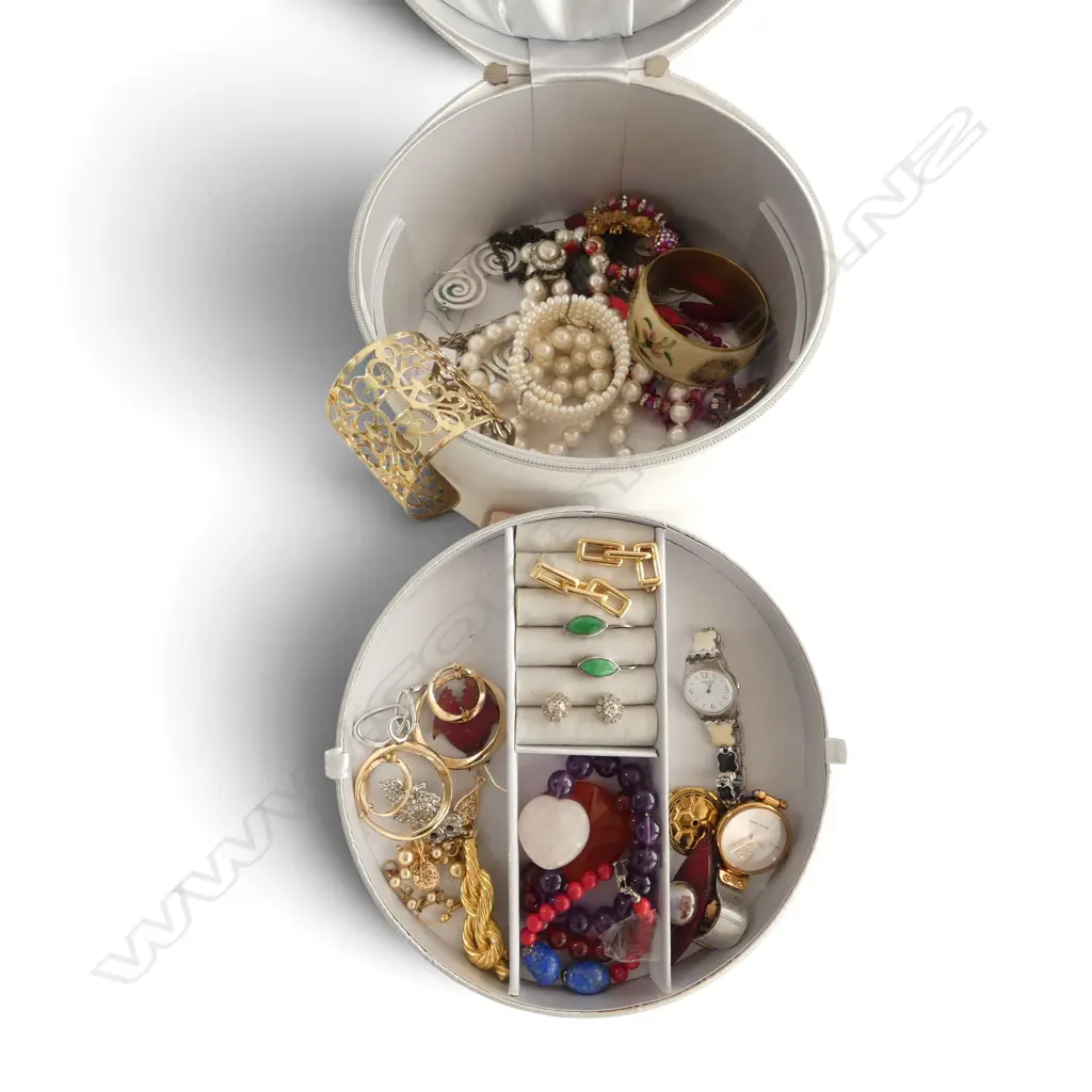 ASST. COSTUME JEWELLERY w. JEWELLERY CASE Image 1++