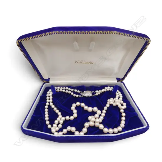 NISHIMOTO SHELL PEARLS BOXED AND WITH CERTIFICATE