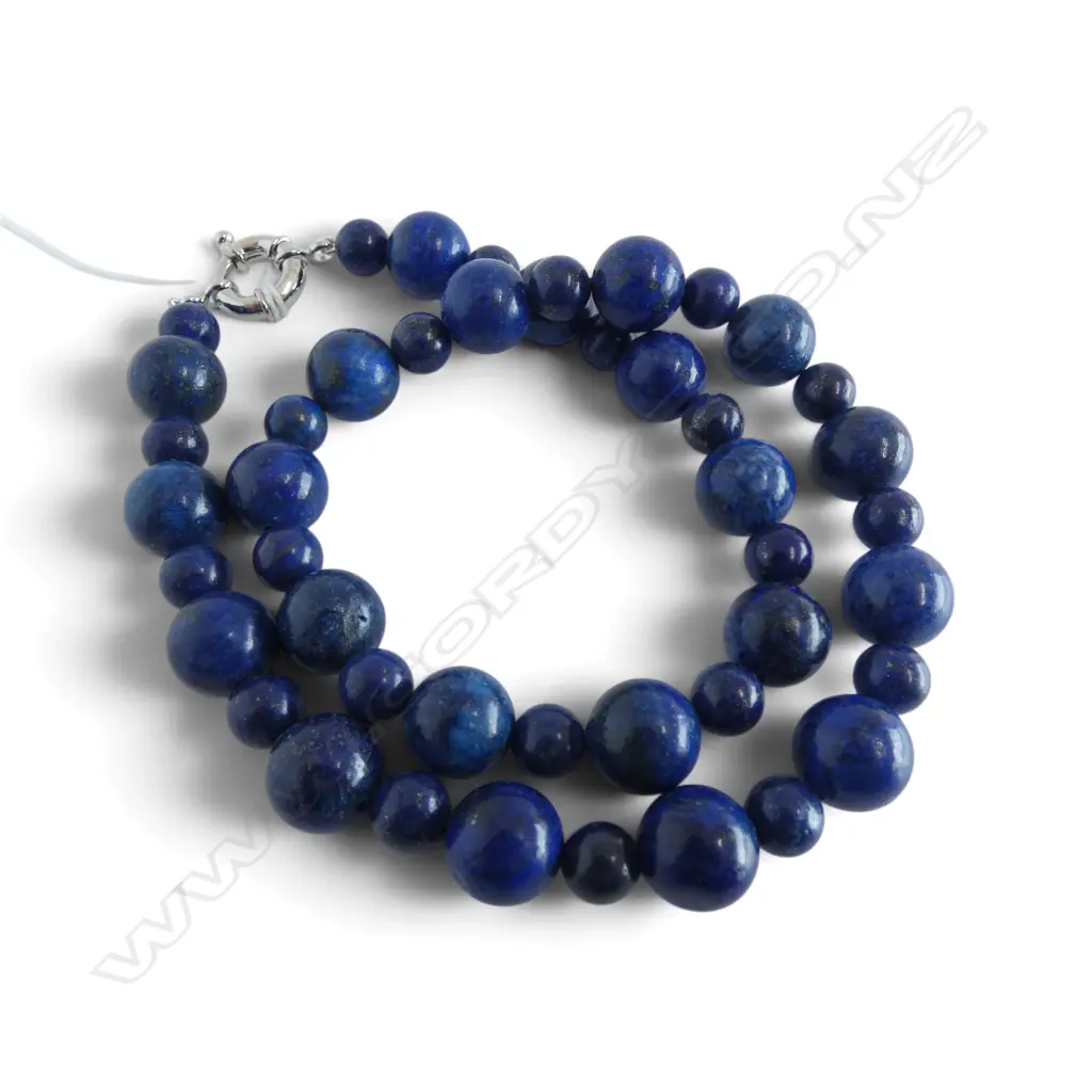 LAPIS LAZULI BEAD NECKLACE, L.460mm Image 1++