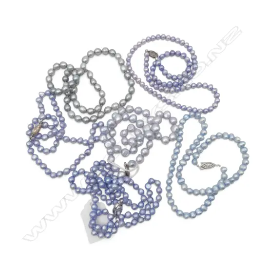 6 BLUE PEARL NECKLACES