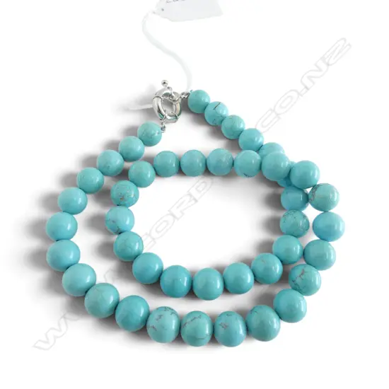 TURQUOISE STYLE BEAD NECKLACE, L.440mm