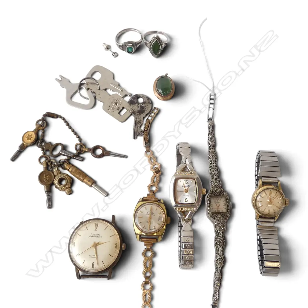 WRIST WATCHES ETC, 2 SILVER RINGS 6gms ETC Image 1++