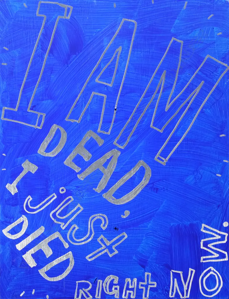 John Reynolds (b. 1956) - I AM. oil pen & acrylic on picket sign Image 1++