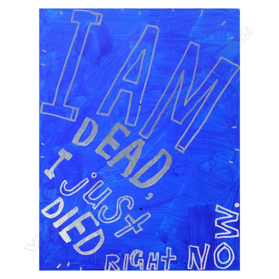 John Reynolds (b. 1956) - I AM. oil pen & acrylic on picket sign