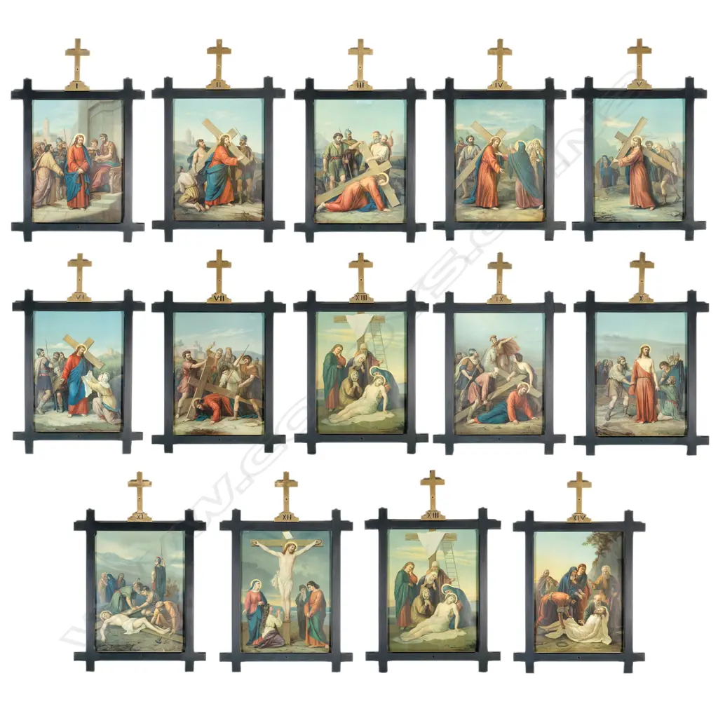 Fourteen Stations of the Cross - Antique Chromolithographs, Image 1++