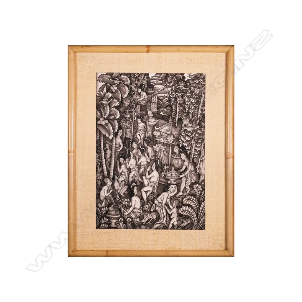 Artist Unknown - Fine Batuan Painting - ink & wash c.1930s Image 1++
