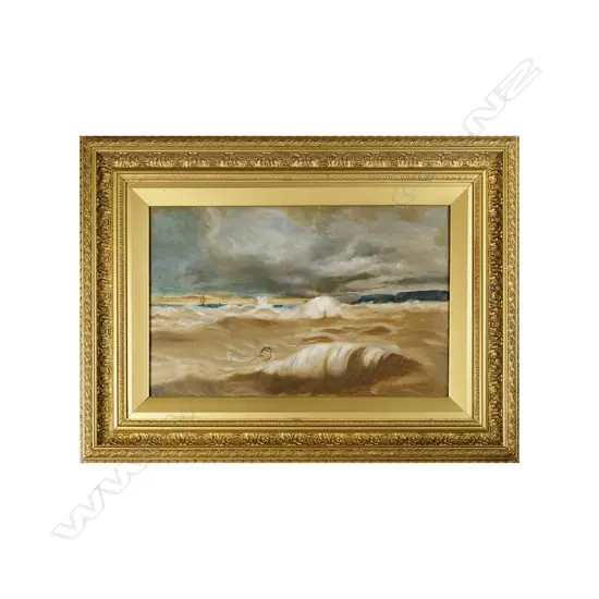 Attr. Charles Decimus Barraud (1822-1897) - Stormy Seascape - Oil on Board c. 1890