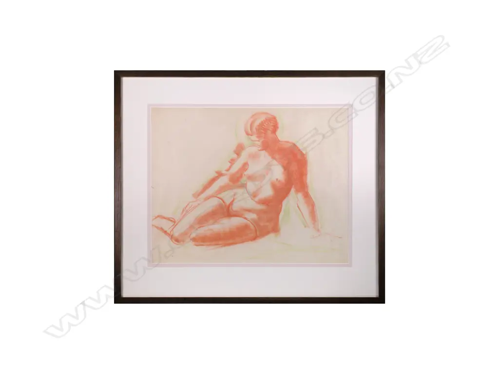 John Weeks (1886-1965) - Nude Study in Two Tones - Conté. c 1930 Image 1++