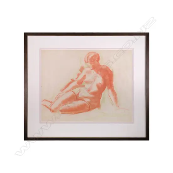 John Weeks (1886-1965) - Nude Study in Two Tones - Conté. c 1930