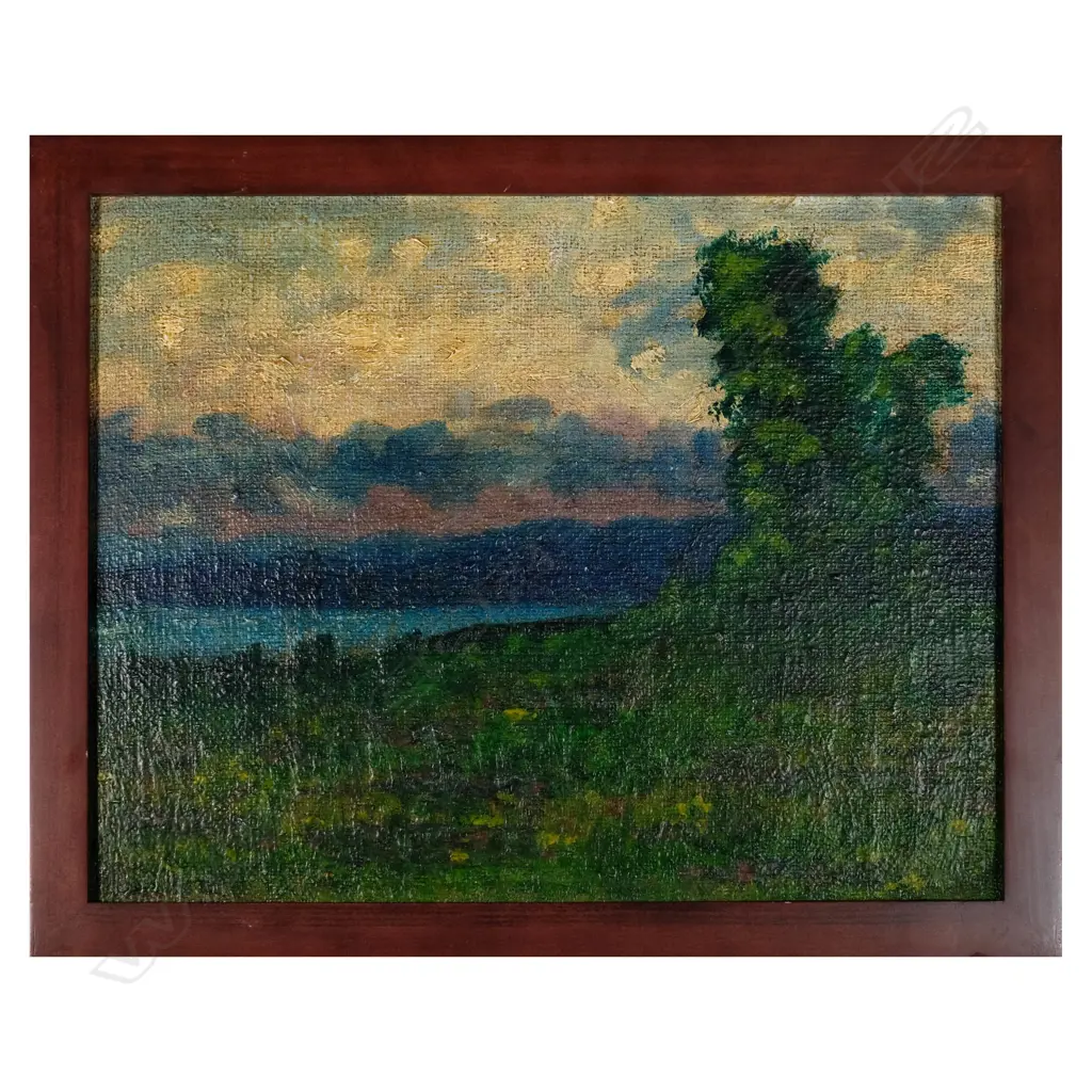 Pumpkin Cottage School. Oil landscape on Colonial Sugar Refinery sack Image 1++