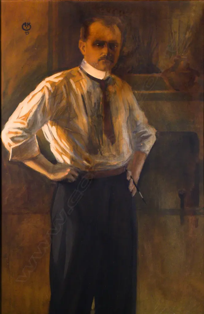 Axel Bernhard Kleimer (1881 - 1945). Self Portrait. Watercolour & Gouache. 1909 Image 1++