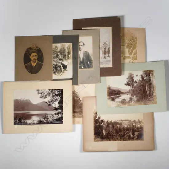 9 Assorted New Zealand Antique Photographs incl. Burton Bros