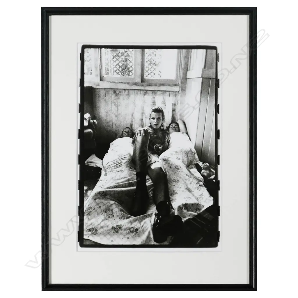 Unidentified photographer - Christina Conrad in bed with friends. silver gelatin photograph c.1980 Image 1++