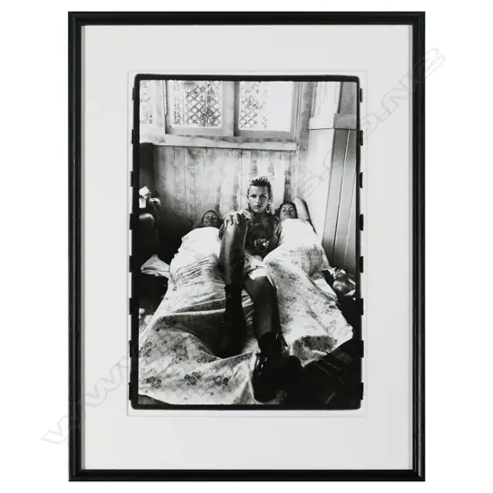 Unidentified photographer - Christina Conrad in bed with friends. silver gelatin photograph c.1980