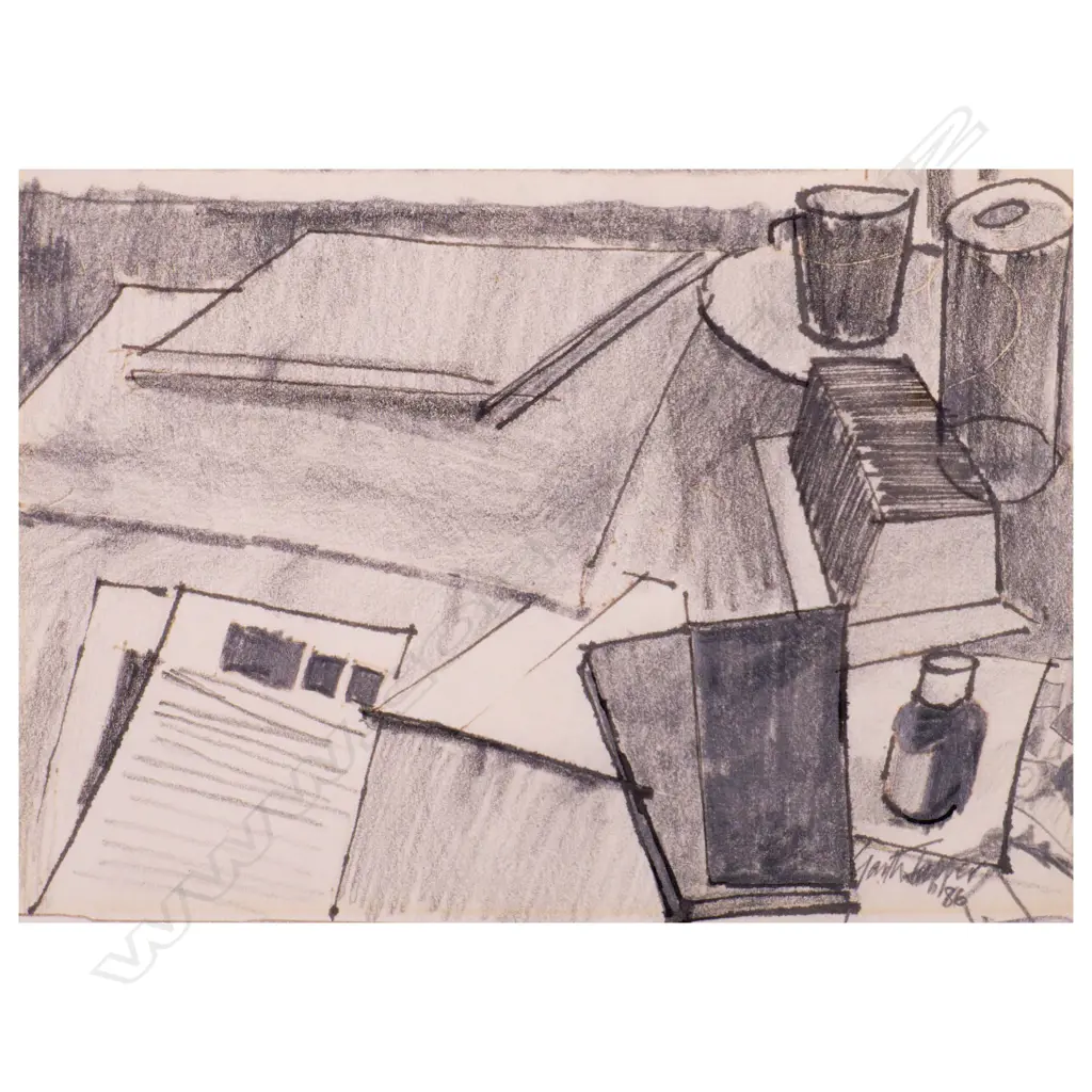 Garth Tapper (1927-1999) - Study for a Still Life Painting - graphite. 1986 Image 1++