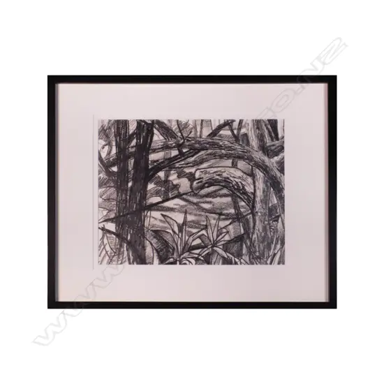 Garth Tapper (1927-1999). Takatu (Near Leigh). Charcoal. 1986
