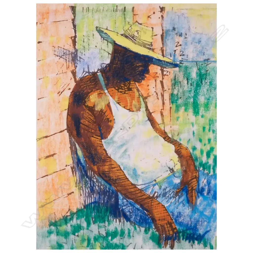 Garth Tapper (1927-1999) - Untitled (Asleep) - Hand Coloured Screenprint. 1980s Image 1++