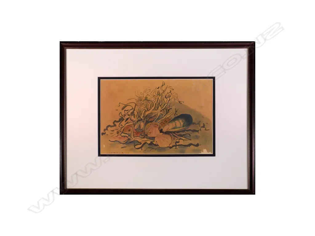 T. A. McCormack (1883-1973). Still Life with Mussels & Clams. Ink & Watercolour Image 1++