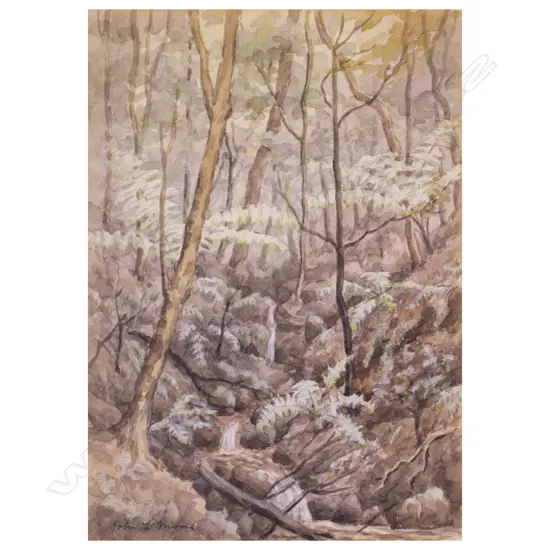John L. Moore (1897-1965) Bush at York Bay. Watercolour c .1937