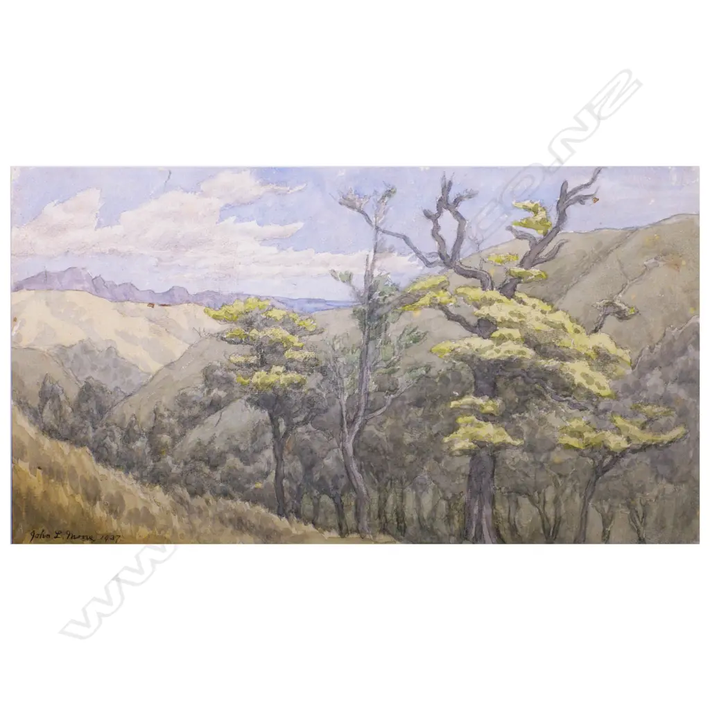 John L. Moore (1897-1965) Near Havelock North. Watercolour. 1937 Image 1++