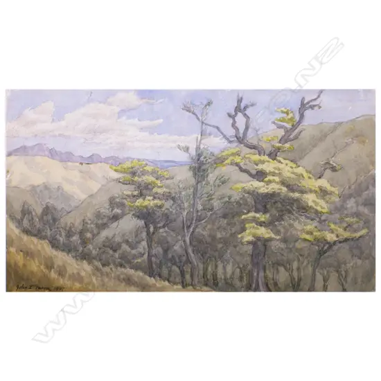 John L. Moore (1897-1965) Near Havelock North. Watercolour. 1937
