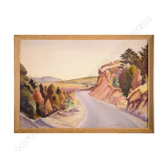Reg Waghorn (1898-1987) - On the Desert Road - watercolour. 1970
