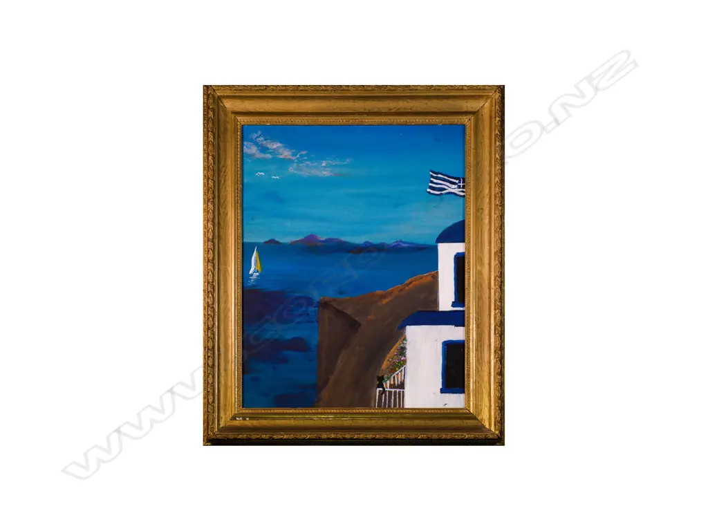 John Sturgess (b.1956) - Sooty in Santorini - acrylic. 2025 Image 1++