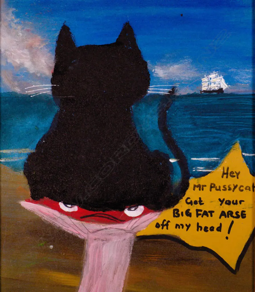 John Sturgess (b.1956) - Hey Mr. Pussycat! (Angry Mushroom) - acrylic. 2025 Image 1++