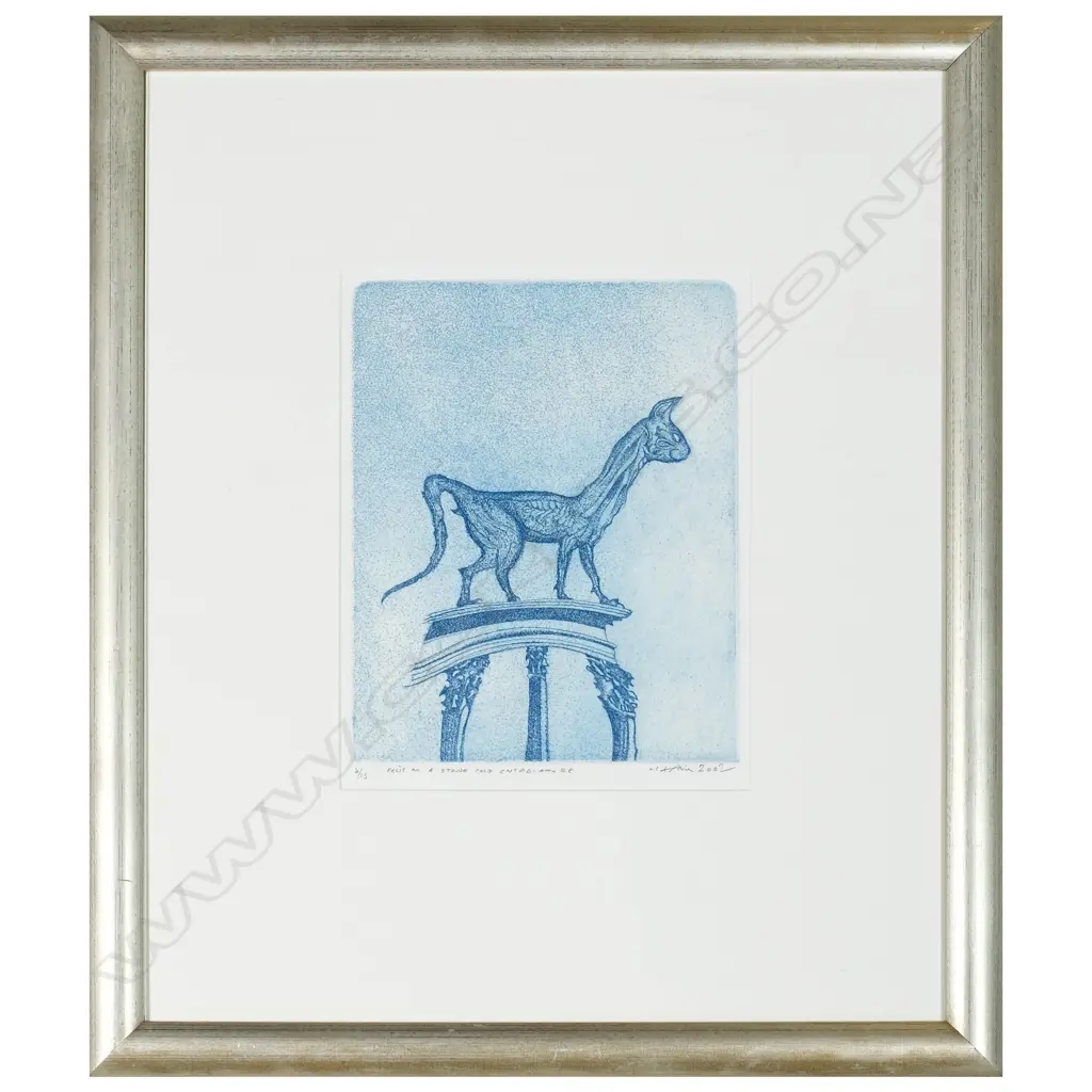 Barry Cleavin (b. 1939) - Felis on a Stone Cold Entablature - colour etching 3/15. 2002 Image 1++