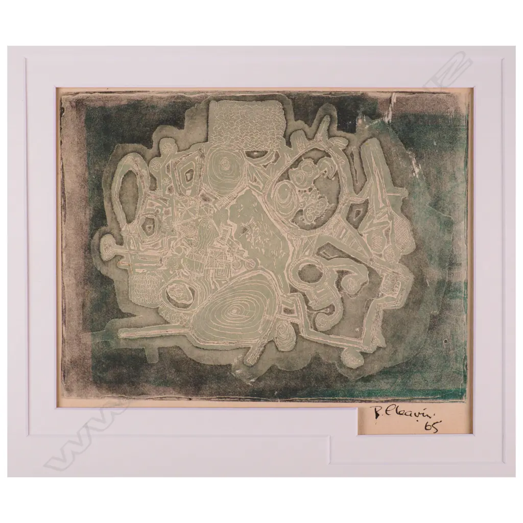 Barry Cleavin (b. 1939) - Green Abstract - colour etching. 1965 Image 1++