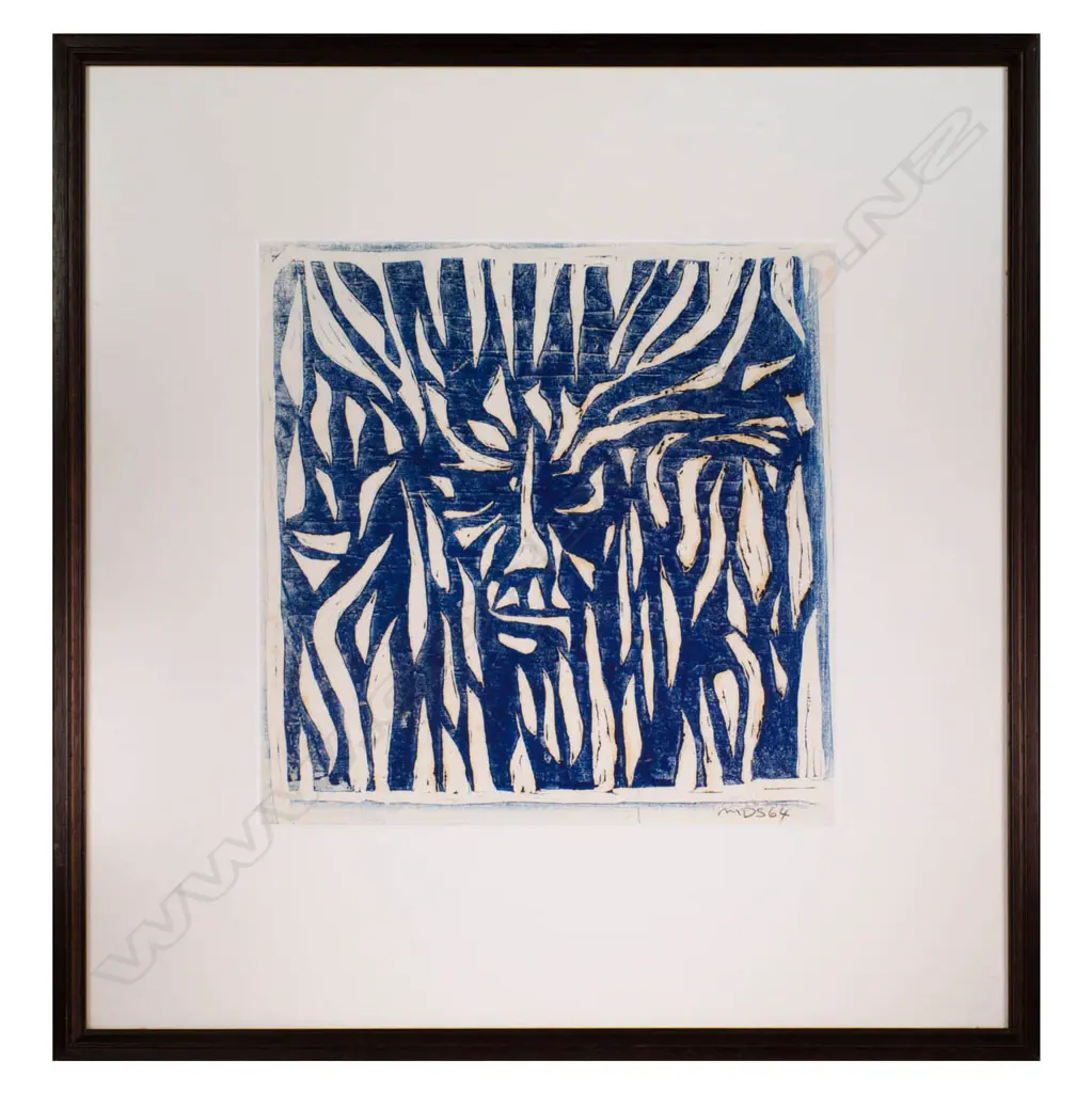 Michael Smither (b. 1939) - Stray Far - Linocut for Elizabeth Smither Poem 1964 Image 1++