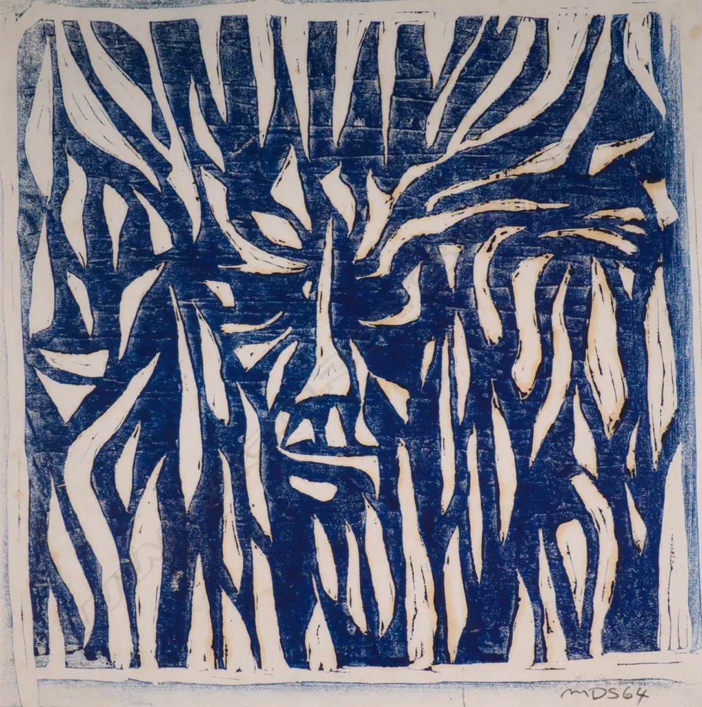 Michael Smither (b. 1939) - Stray Far - Linocut for Elizabeth Smither Poem 1964 Image 1++