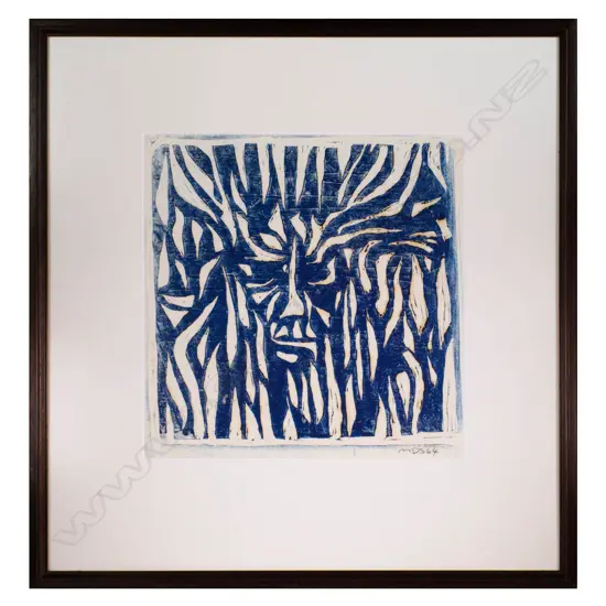 Michael Smither (b. 1939) - Stray Far - Linocut for Elizabeth Smither Poem 1964