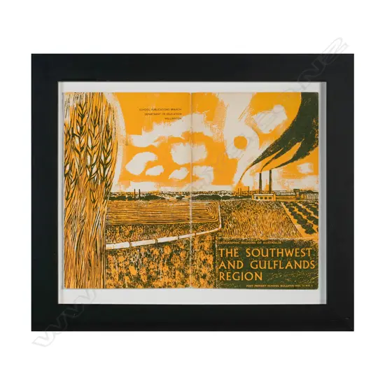 Robert Ellis (1929-2021) - The Southwest and Gulflands Regions - Post Primary School Bulletin Lithographic Cover