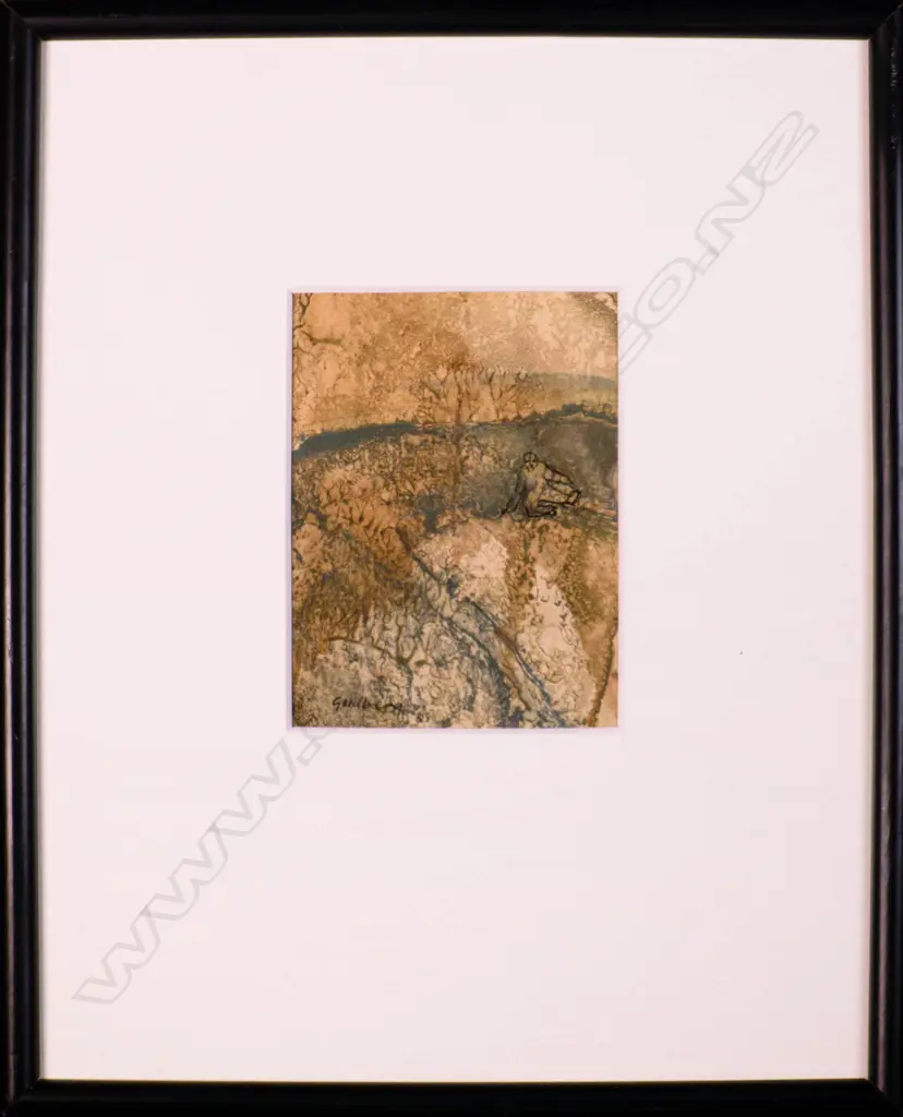 Susan Goldberg - Figure in Landscape - ink over monoprint. 1968 Image 1++