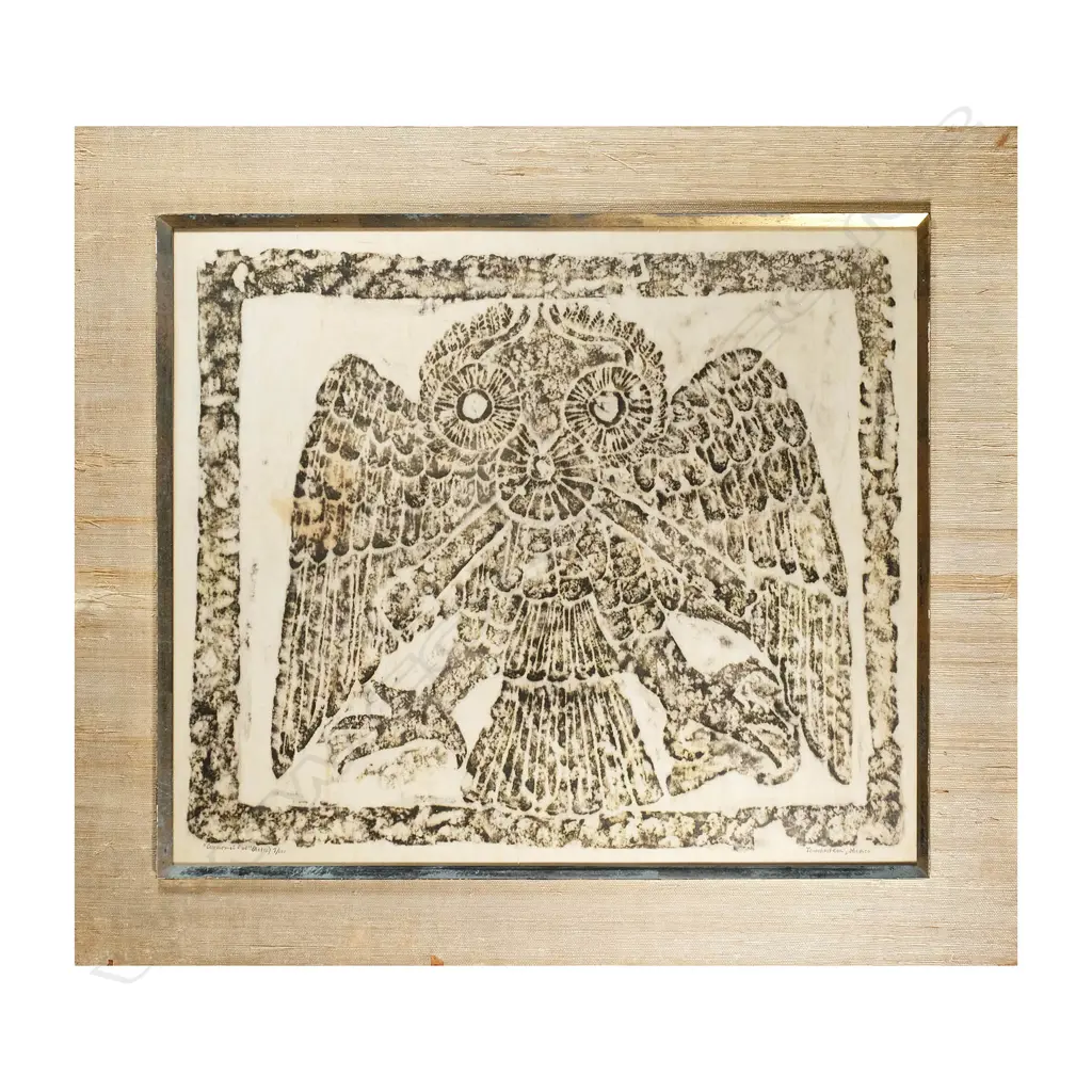 Mid-Century Stone Rubbing - 'Cermemonial Owl' - Tenochtitlan 7/100 Image 1++