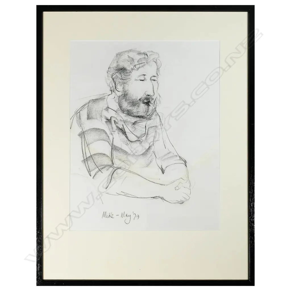 Jill Carter-Hansen (b. 1941) - Portrait of Michael Smither - charcoal. 1979. 
 Image 1++
