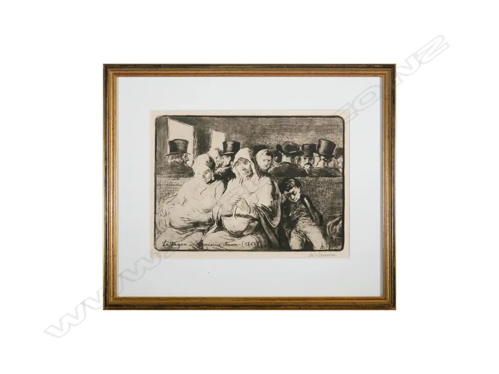 After Honoré Daumier (1808-1879) - A Wagon of the Third Class - lithograph Image 1++