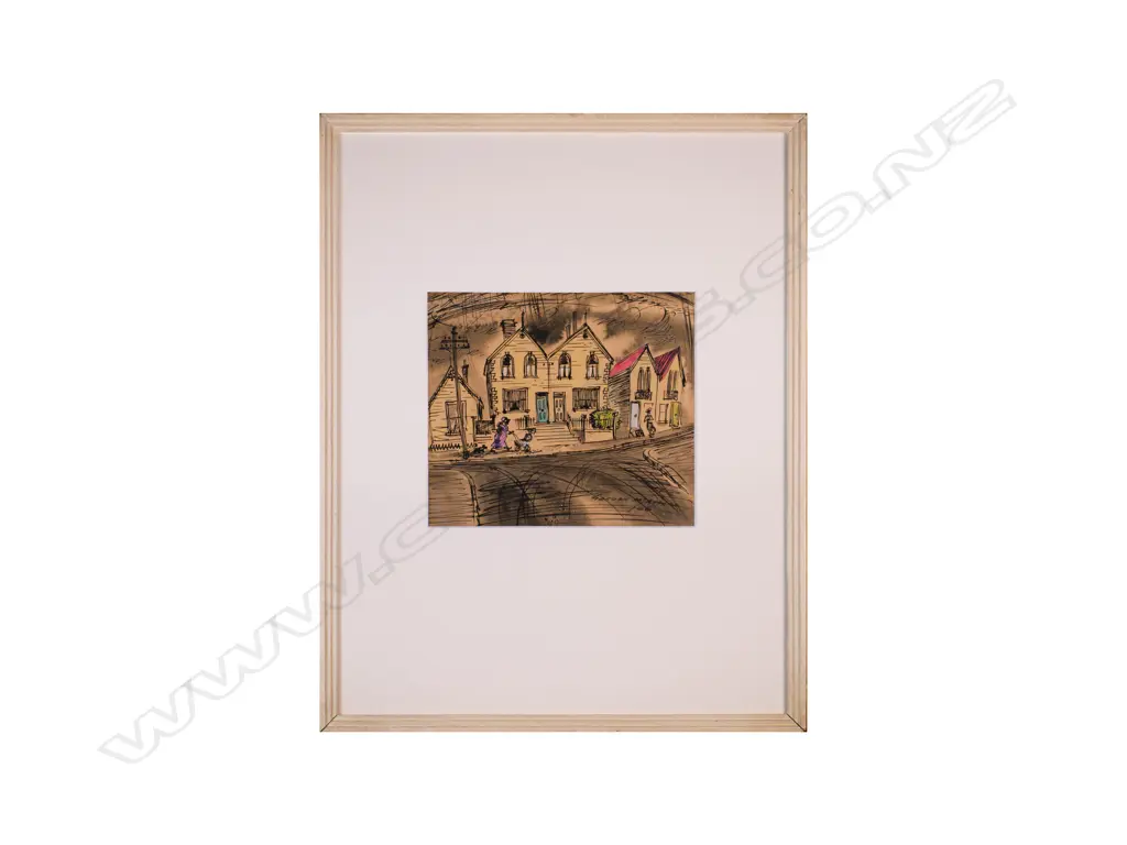 Gordon McAuslan - Wellington Street Scene. ink & watercolour. 1946 Image 1++