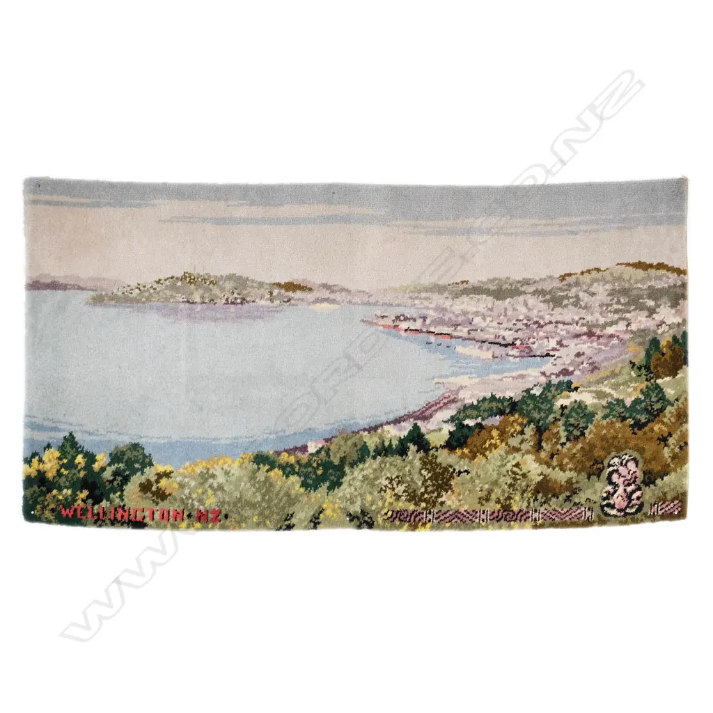 Feltex Picture Rug 'Wellington N.Z' - Rare Souvenir Wool Carpet Image 1++