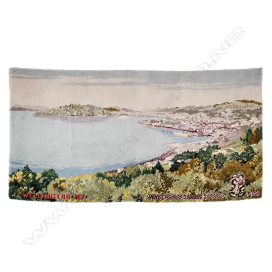 Feltex Picture Rug 'Wellington N.Z' - Rare Souvenir Wool Carpet