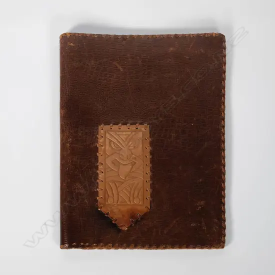Two John Weeks etching Plates in hand tooled leather pouch