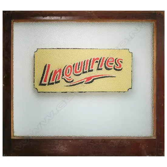Reverse Painted Antique Kauri Sash Window 'Inquiries'