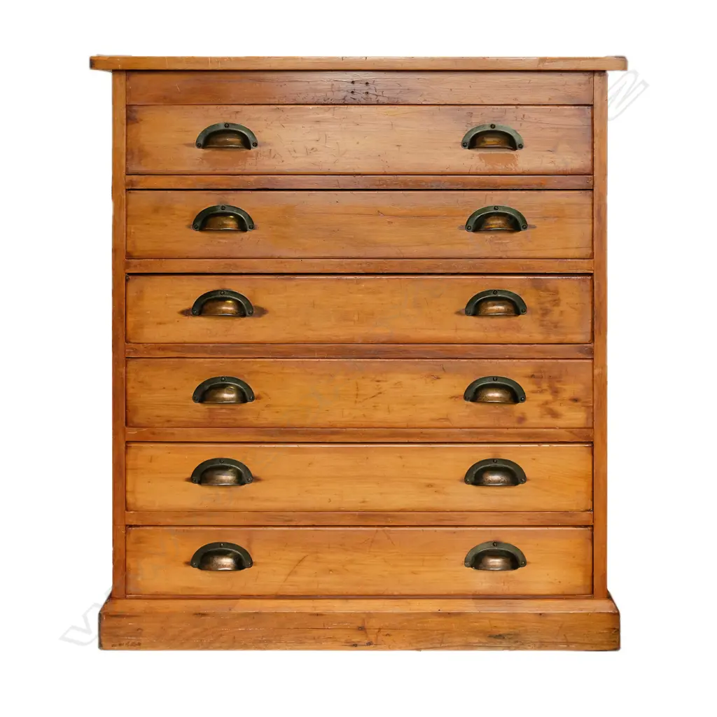 Antique Kauri Colonial 6 Drawer - Plan Drawers Image 1++