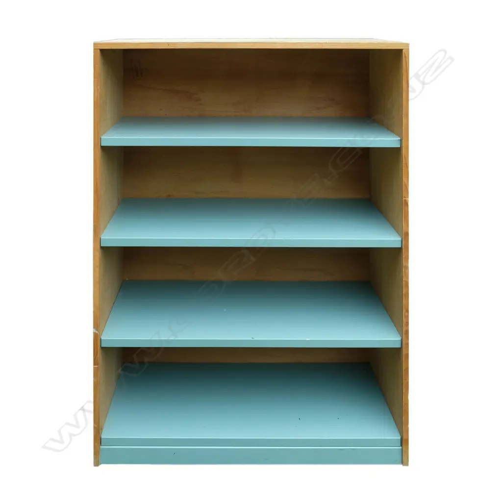 Metal/Wooden 4 Shelf unit stamped 'THE OFFICER IN CHARGE POLICE STATION' Image 1++