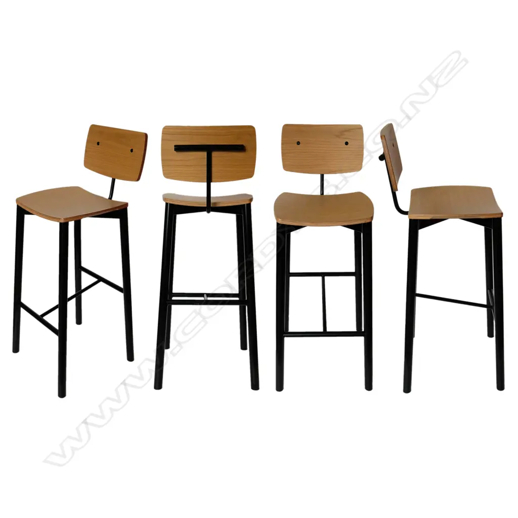 Four Tim Webber - Bent Ply & Powdercoated Steel Nixon Stools Image 1++